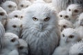 Photo of an albino white Owl and owlets in macro photography