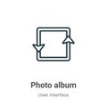 Photo album outline vector icon. Thin line black photo album icon, flat vector simple element illustration from editable user Royalty Free Stock Photo