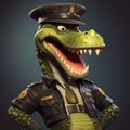 Playful Alligator Police Officer In Vray Tracing Style Royalty Free Stock Photo