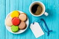 Photo of almond macaroon, coffee