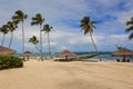 Amazing view of Caribbean beach with white sand and beautiful exotic palm trees, Dominican Republic, Caribbean Islands Royalty Free Stock Photo