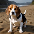 A photo of an amazingly cute, funny and charming beagle dog on a beautiful background.