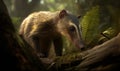 photo of anteater in forest in its natural habitat. Generative AI