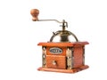Photo of an antique coffee grinder on white Royalty Free Stock Photo