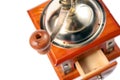Photo of an antique coffee grinder on white Royalty Free Stock Photo