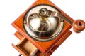 Photo of an antique coffee grinder on white Royalty Free Stock Photo