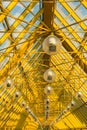 Architectural abstract and perspective view, metal structures with glass roof. Background photo