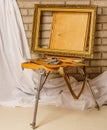 Photo of Artist tool box. Painter`s case with portable easel. Th