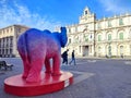 Photo of an artistic elephant sculpture at Piazza Universita in Catania, Italy.