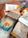 Artistic Paint Brush Of Color Oils In Art Workshop