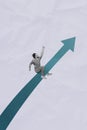 Photo artwork minimal collage picture funky young business guy flying arrow increase up trade graphic growing isolated