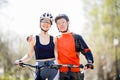 Photo of athletes with bicycles Royalty Free Stock Photo