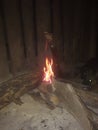 Photo Atmosphre at night the camfire in the village Royalty Free Stock Photo