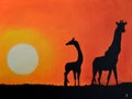 Illustration. Print Still life. Wall decor. Illustration. Giraffes African safari.