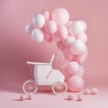 Photo a baby carriage is on a pink and white background Royalty Free Stock Photo