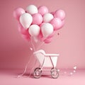 Photo a baby carriage is on a pink and white background Royalty Free Stock Photo