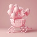 Photo a baby carriage is on a pink and white background Royalty Free Stock Photo