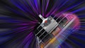 Delorean space travel time tunnel warp speed spaceship star trek zoom light stars galaxy Royalty Free Stock Photo