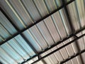 Roof background made of iron zinc combined with black iron bars Royalty Free Stock Photo