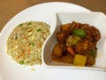 Chicken Curry Rice and Sweet and Sour Pork Royalty Free Stock Photo