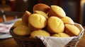 A Photo of a Basket of Freshly Baked Cornbread Muffins