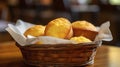 A Photo of a Basket of Freshly Baked Cornbread Muffins