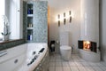 Bathroom with fireplace Royalty Free Stock Photo