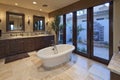 Bathtub in spacious bathroom of luxury villa Royalty Free Stock Photo