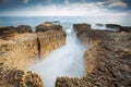 Photo at the beach Praia do Evaristo near Albufeira with beautiful cliffs in the Algarve. Royalty Free Stock Photo