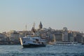 Beautiful big white boat floating on Bosphorus in Istanbul, Turkey