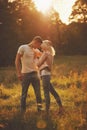 Beautiful blonde girl with boyfriend Royalty Free Stock Photo