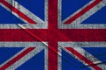 Photo of the beautiful colored national flag of the modern state of Great Britain on textured fabric, concept of tourism,