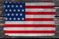 Photo of the beautiful colored national flag of the modern state of USA on textured fabric, concept of tourism, emigration, Royalty Free Stock Photo