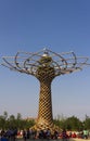 Photo of the beautiful Tree of Life, the symbol of Expo 2015 area with visitors underneath it Royalty Free Stock Photo