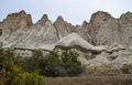 Beautiful unique Mountain landscape with fairy chimneys in Goreme, Cappadocia, Turkey Royalty Free Stock Photo