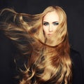 Photo of beautiful woman with magnificent hair. Perfect makeup Royalty Free Stock Photo