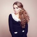 Photo of beautiful woman with magnificent hair. Perfect makeup Royalty Free Stock Photo