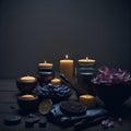 Ai generated a beautifully decorated table with candles and flowers Royalty Free Stock Photo