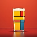 Vibrant Beer Illustration With De Stijl And Mid-century Design Influences