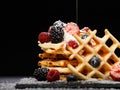 Photo of Belgian wafers with berries Royalty Free Stock Photo