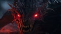 Intense Close-up: Unreal Engine Dragon With Red Eyes