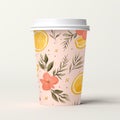 Citrus Mockup Cup With Decorative Floral Motifs Royalty Free Stock Photo