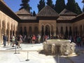 Big Crowd at the Beautiful Nasrid Palace at the Alhambra in Granada Spain