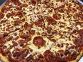 Big Pepperoni Pizza for Takeout Royalty Free Stock Photo