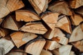 Photo of Big stack of chopped firewood outdoors. Background texture for backdrops or mapping Royalty Free Stock Photo