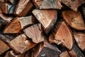 Photo of Big stack of chopped firewood outdoors. Background texture for backdrops or mapping Royalty Free Stock Photo