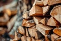 Photo of Big stack of chopped firewood outdoors. Background texture for backdrops or mapping Royalty Free Stock Photo