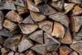 Photo of Big stack of chopped firewood outdoors. Background texture for backdrops or mapping Royalty Free Stock Photo