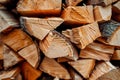 Photo of Big stack of chopped firewood outdoors. Background texture for backdrops or mapping Royalty Free Stock Photo