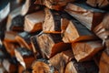 Photo of Big stack of chopped firewood outdoors. Background texture for backdrops or mapping Royalty Free Stock Photo